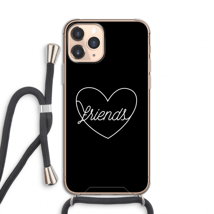 Friends heart black: iPhone 11 Pro Transparant Hoesje met koord