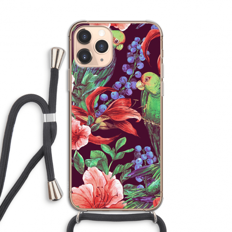 Papegaaien: iPhone 11 Pro Transparant Hoesje met koord