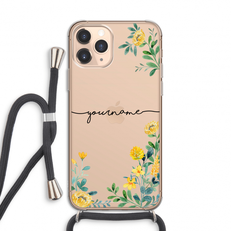 Gele bloemen: iPhone 11 Pro Transparant Hoesje met koord