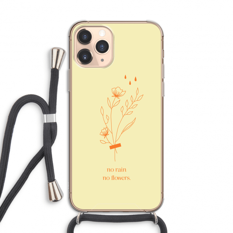 No rain no flowers: iPhone 11 Pro Transparant Hoesje met koord