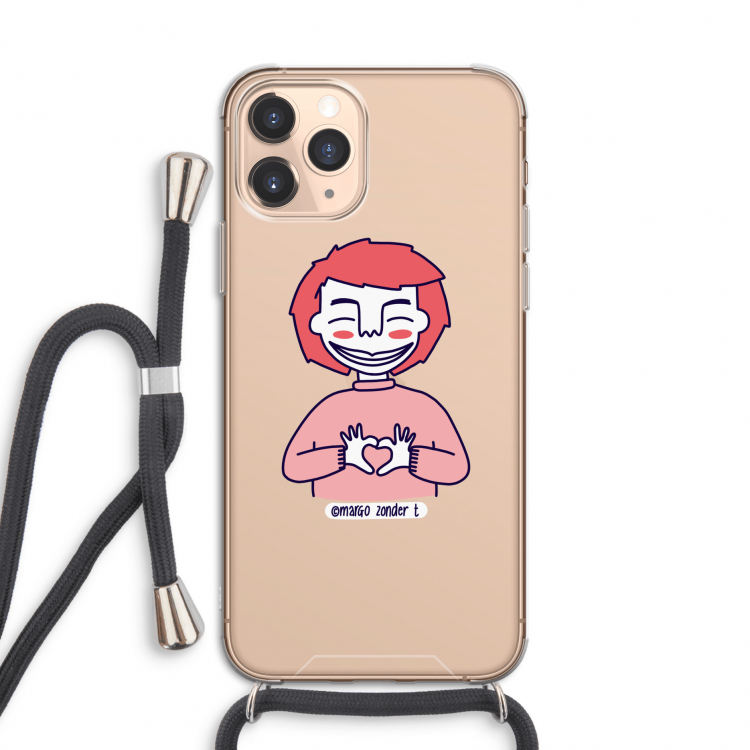 Hartje: iPhone 11 Pro Transparant Hoesje met koord