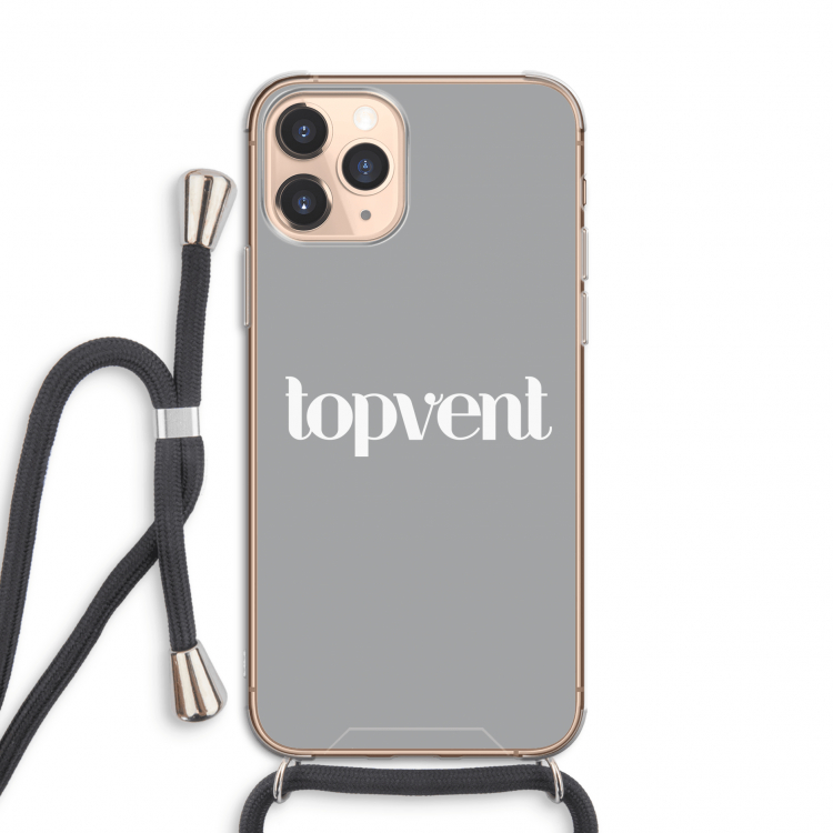Topvent Grijs Wit: iPhone 11 Pro Transparant Hoesje met koord