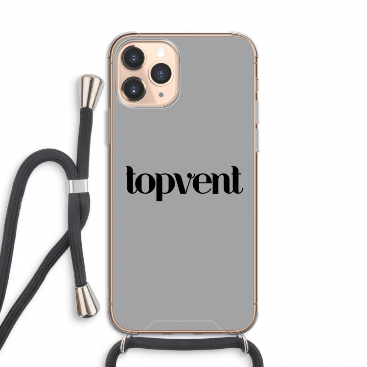 Topvent Grijs Zwart: iPhone 11 Pro Transparant Hoesje met koord