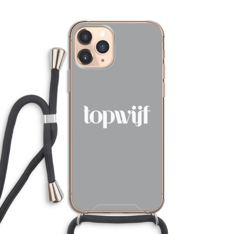 Topwijf Grijs Wit: iPhone 11 Pro Transparant Hoesje met koord