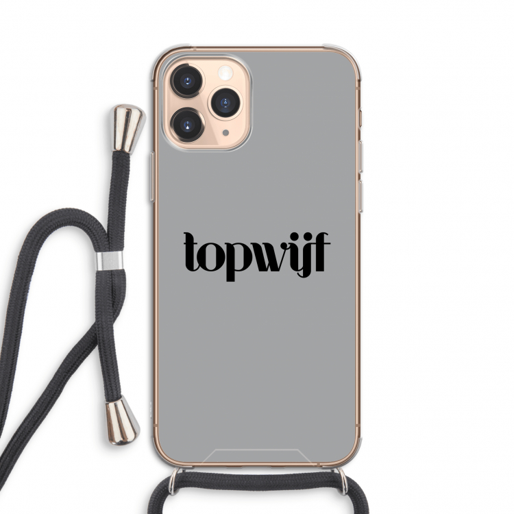 Topwijf Grijs Zwart: iPhone 11 Pro Transparant Hoesje met koord