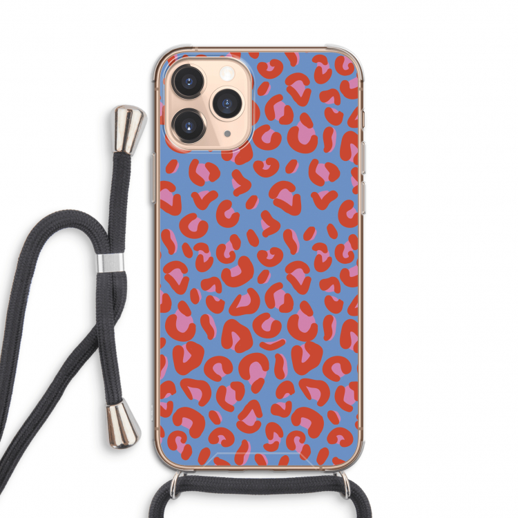 Leopard blue: iPhone 11 Pro Transparant Hoesje met koord