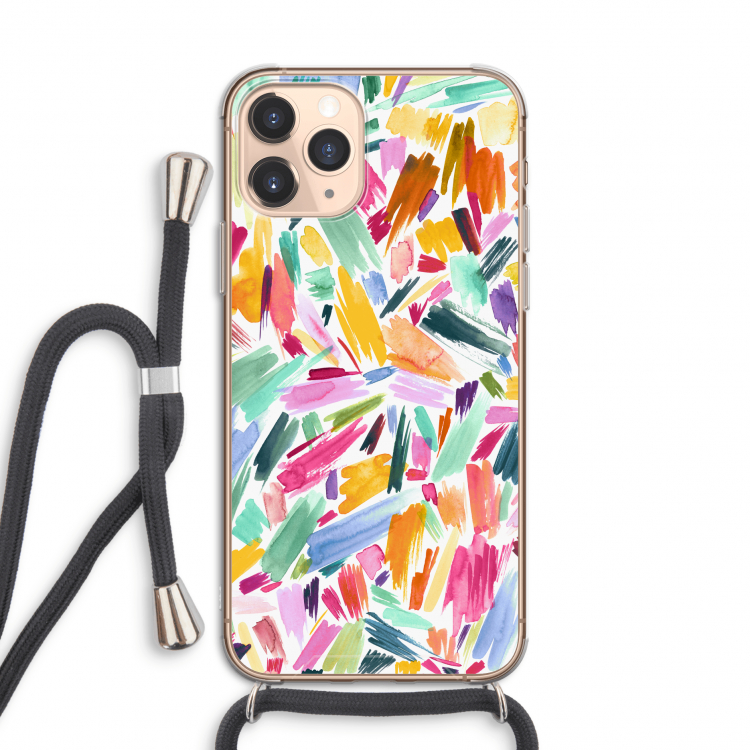 Watercolor Brushstrokes: iPhone 11 Pro Transparant Hoesje met koord