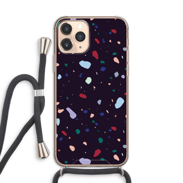 Dark Rounded Terrazzo: iPhone 11 Pro Transparant Hoesje met koord