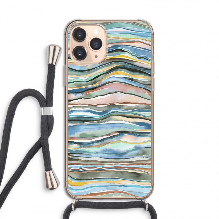 Watercolor Agate: iPhone 11 Pro Transparant Hoesje met koord