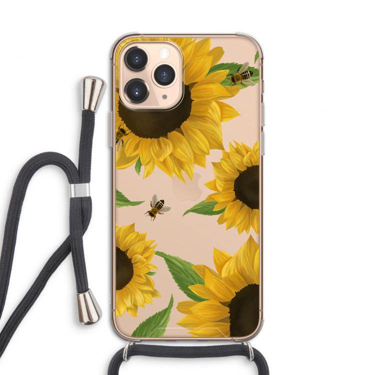 Sunflower and bees: iPhone 11 Pro Transparant Hoesje met koord