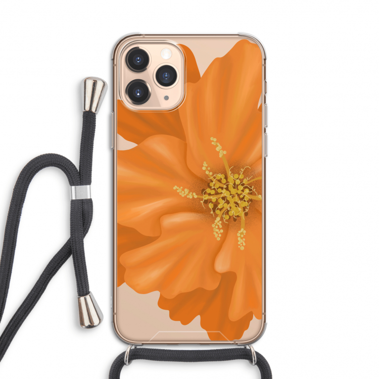 Orange Ellila flower: iPhone 11 Pro Transparant Hoesje met koord