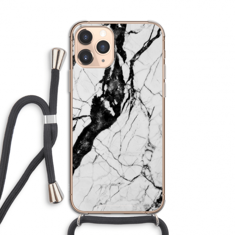 Witte marmer 2: iPhone 11 Pro Transparant Hoesje met koord
