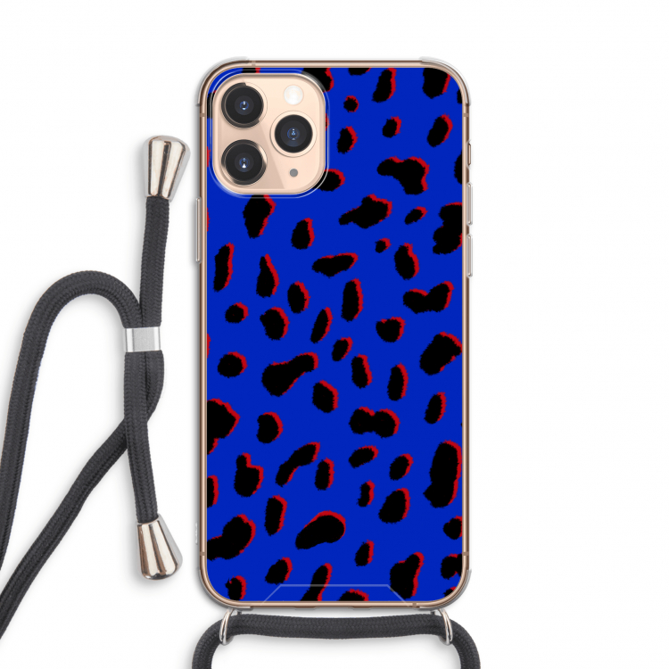 Blue Leopard: iPhone 11 Pro Transparant Hoesje met koord