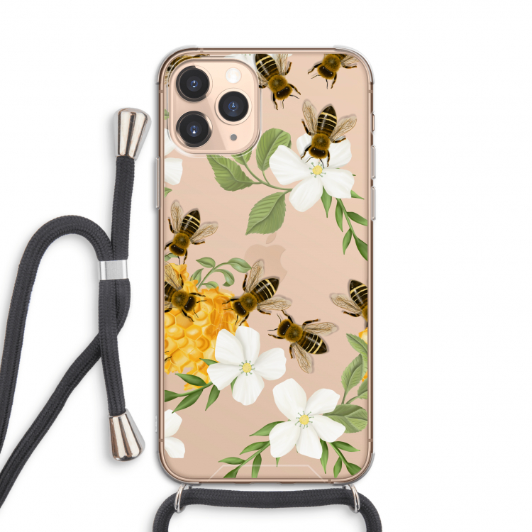 No flowers without bees: iPhone 11 Pro Transparant Hoesje met koord