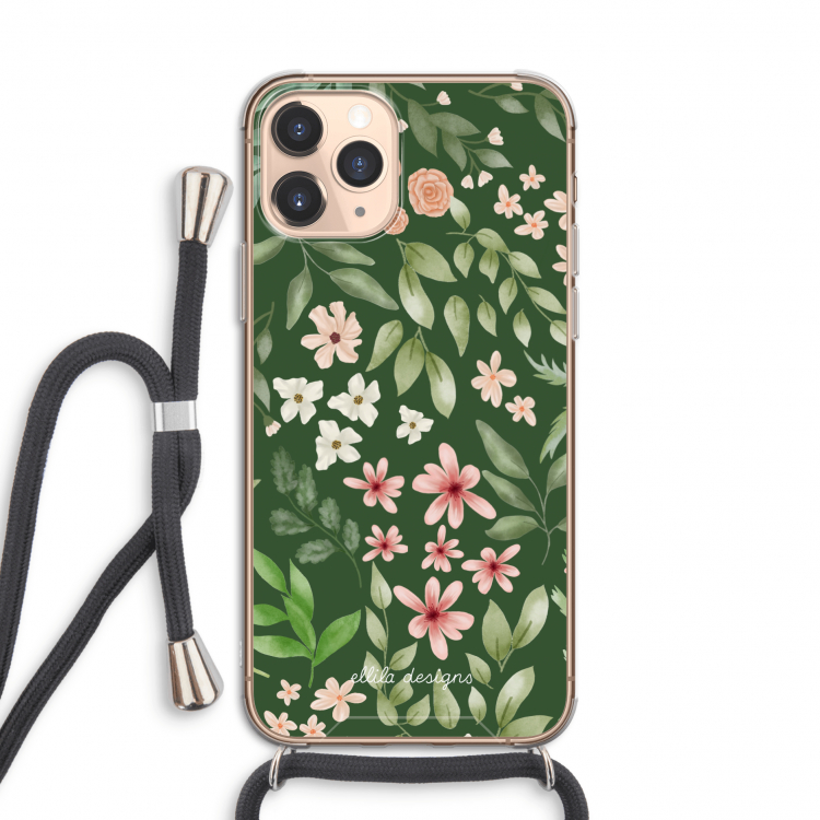 Botanical green sweet flower heaven: iPhone 11 Pro Transparant Hoesje met koord