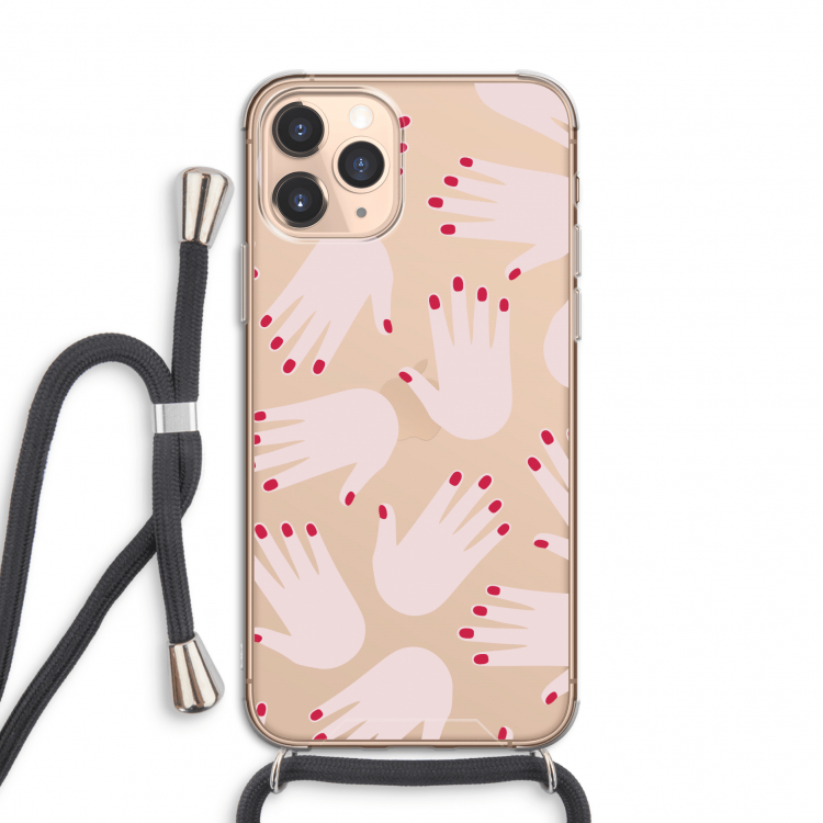 Hands pink: iPhone 11 Pro Transparant Hoesje met koord