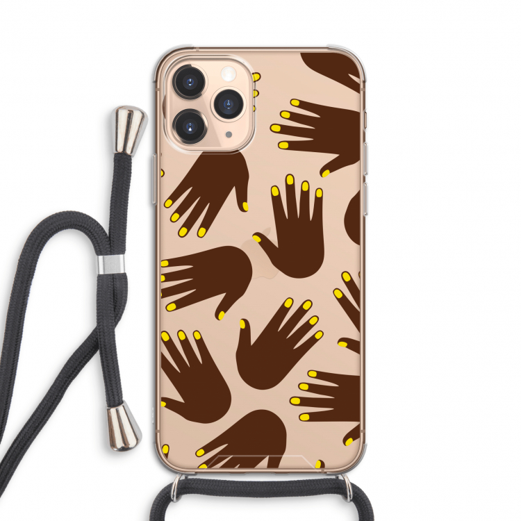 Hands dark: iPhone 11 Pro Transparant Hoesje met koord