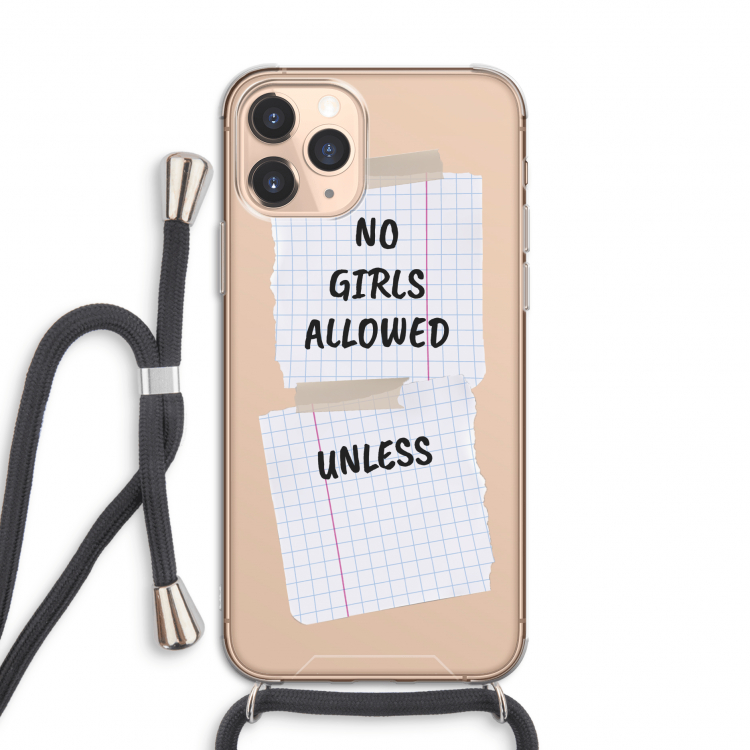No Girls Allowed Unless: iPhone 11 Pro Transparant Hoesje met koord