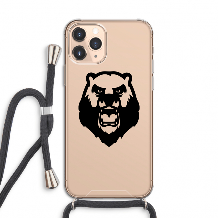 Angry Bear (black): iPhone 11 Pro Transparant Hoesje met koord