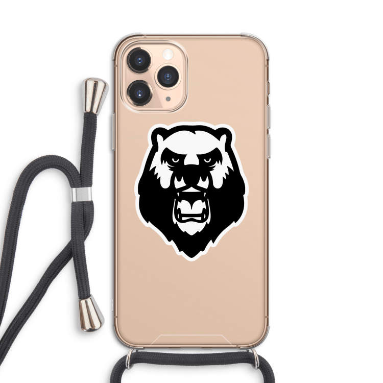 Angry Bear (white): iPhone 11 Pro Transparant Hoesje met koord