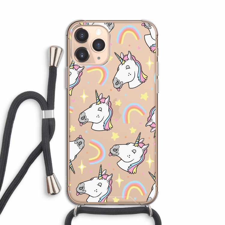 Rainbow Unicorn: iPhone 11 Pro Transparant Hoesje met koord