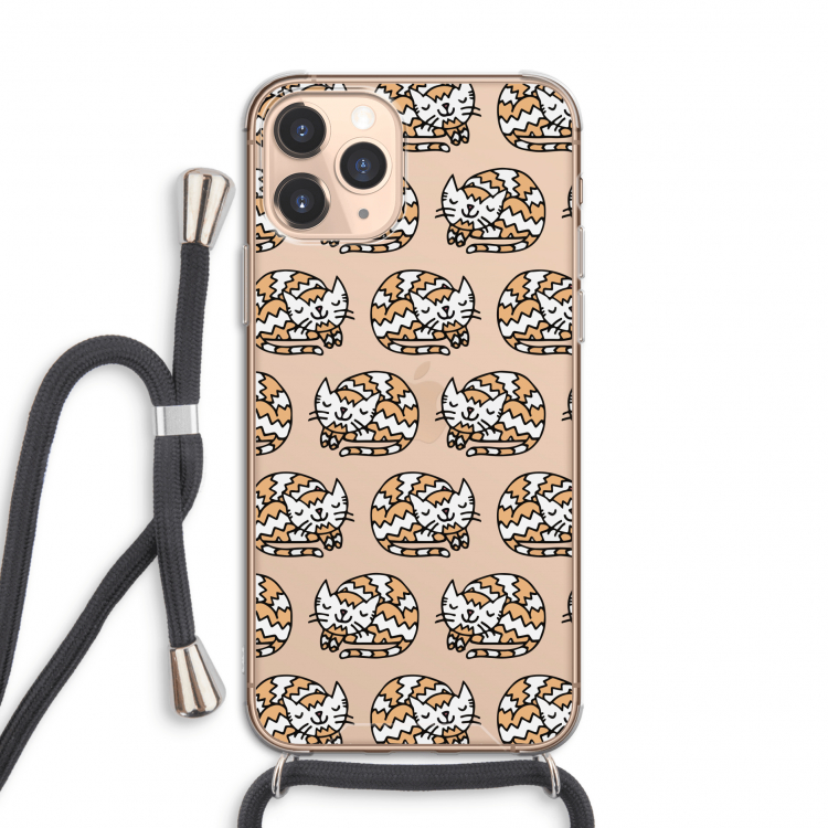 Slapende poes: iPhone 11 Pro Transparant Hoesje met koord