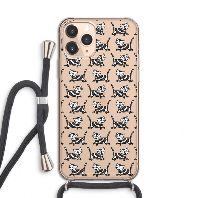 Zwarte poes: iPhone 11 Pro Transparant Hoesje met koord