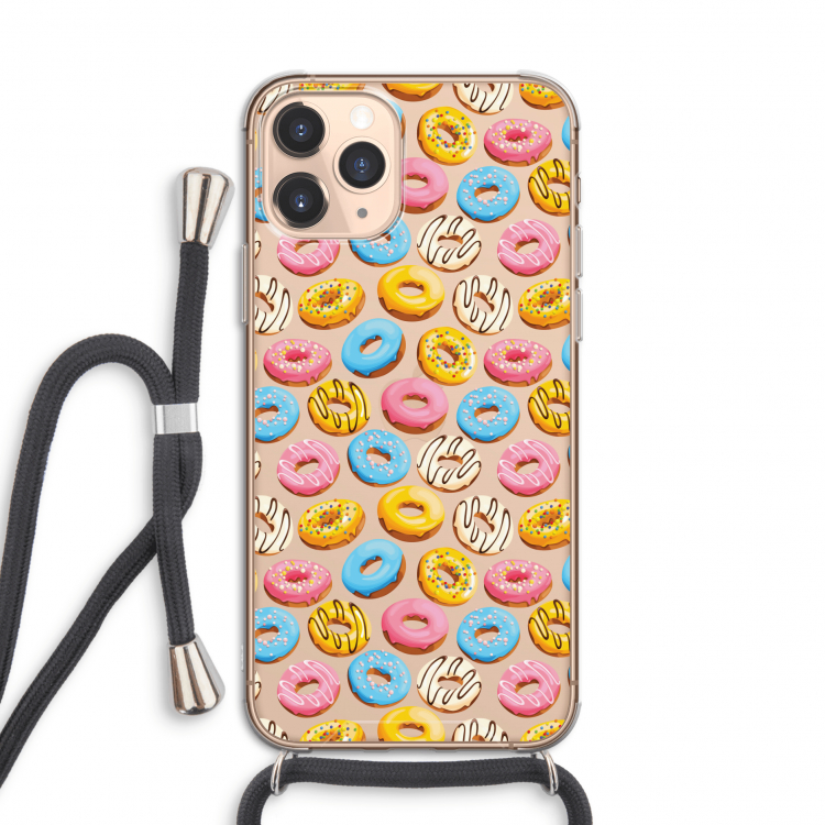 Pink donuts: iPhone 11 Pro Transparant Hoesje met koord