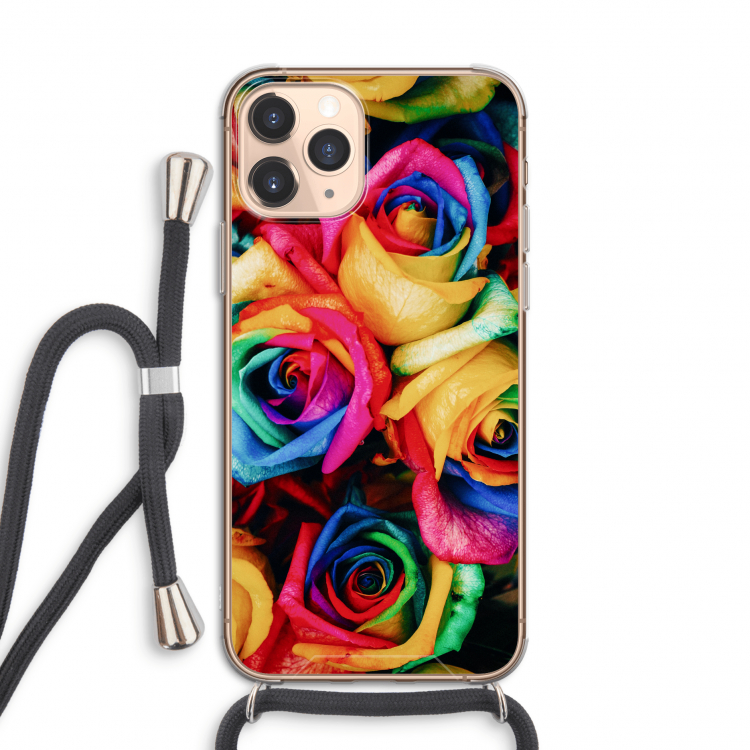 Neon bloemen: iPhone 11 Pro Transparant Hoesje met koord