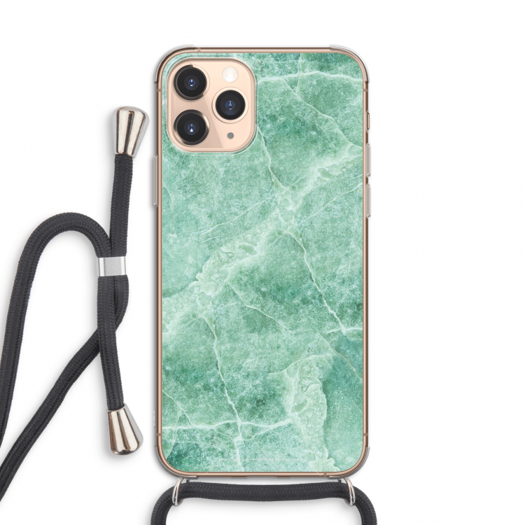 Groen marmer: iPhone 11 Pro Transparant Hoesje met koord