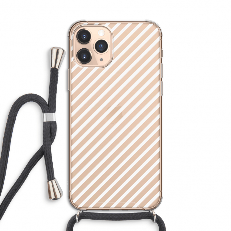 Strepen zwart-wit: iPhone 11 Pro Transparant Hoesje met koord