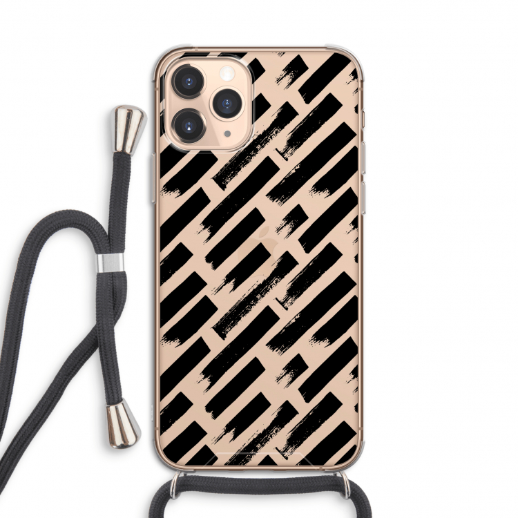 Zwarte vegen: iPhone 11 Pro Transparant Hoesje met koord