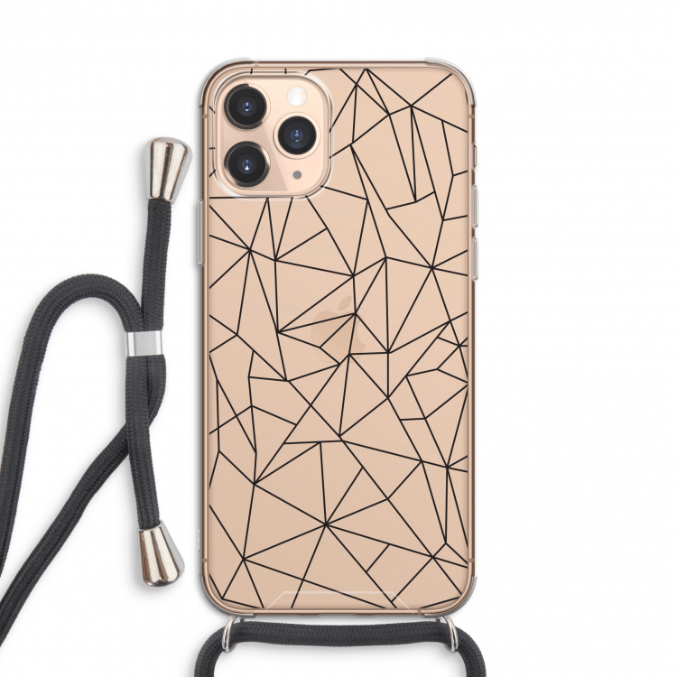Geometrische lijnen zwart: iPhone 11 Pro Transparant Hoesje met koord
