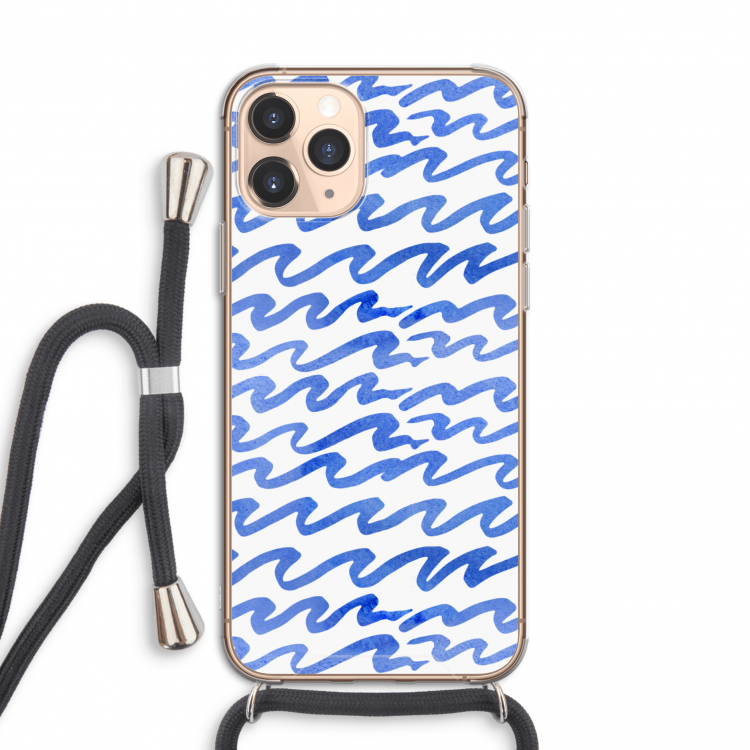 Blauwe golven: iPhone 11 Pro Transparant Hoesje met koord