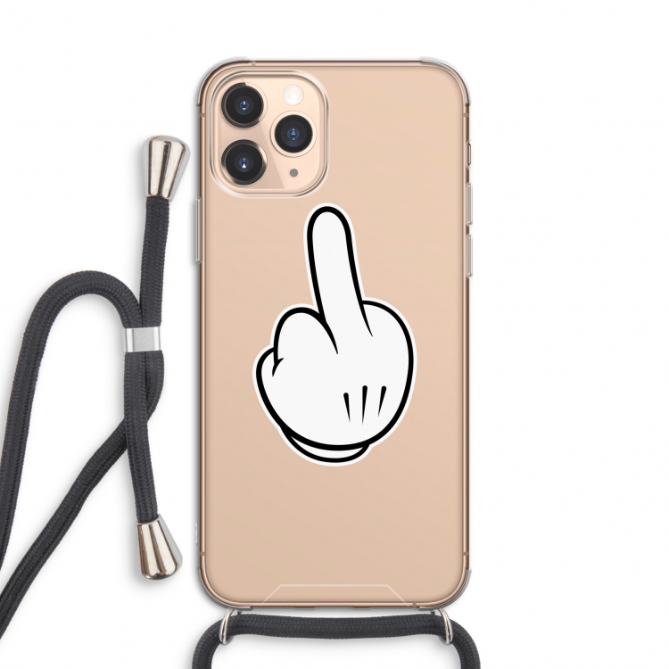 Middle finger black: iPhone 11 Pro Transparant Hoesje met koord