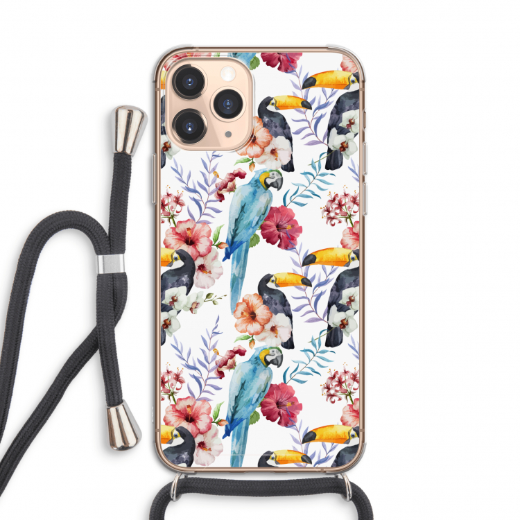 Bloemen tukan: iPhone 11 Pro Transparant Hoesje met koord