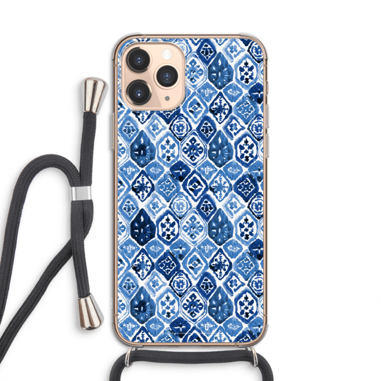 Blauw motief: iPhone 11 Pro Transparant Hoesje met koord