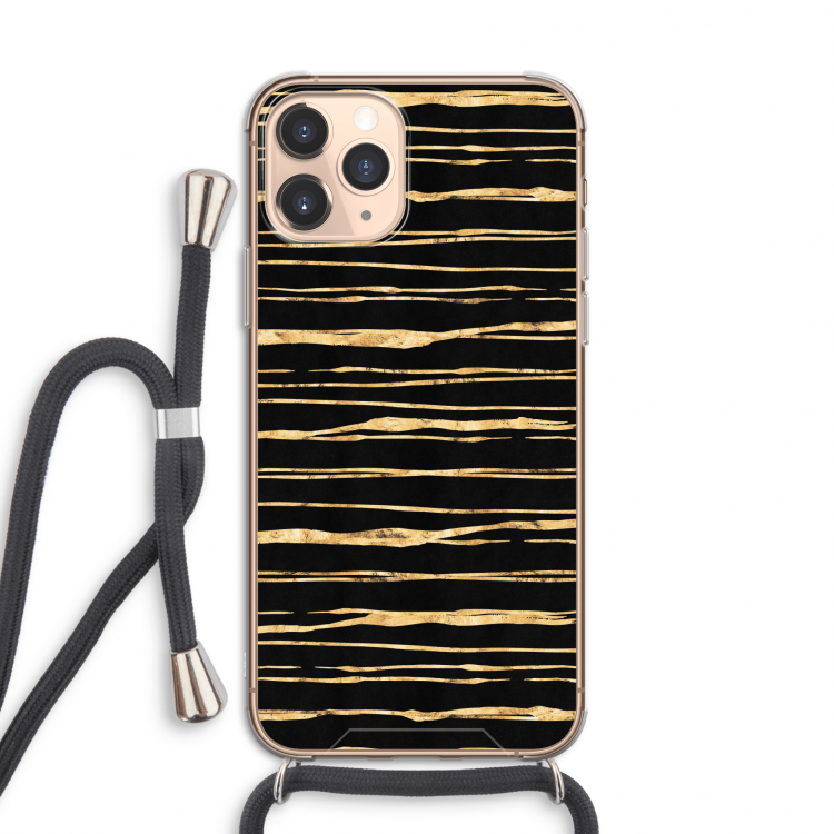 Gouden strepen: iPhone 11 Pro Transparant Hoesje met koord