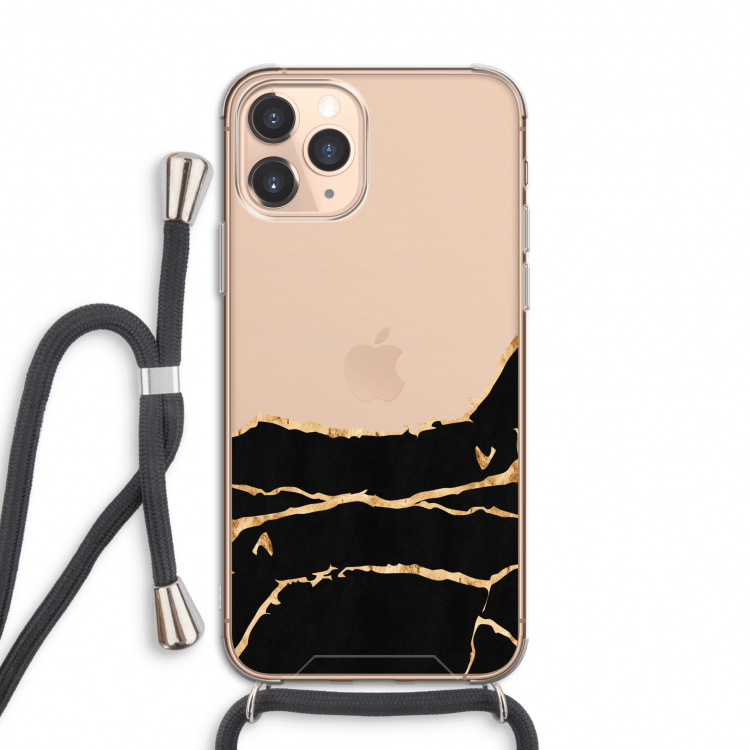 Gouden marmer: iPhone 11 Pro Transparant Hoesje met koord