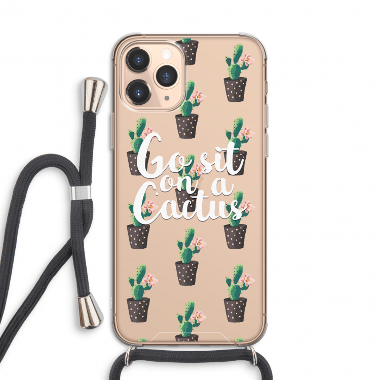 Cactus quote: iPhone 11 Pro Transparant Hoesje met koord