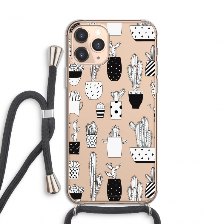 Cactusmotief: iPhone 11 Pro Transparant Hoesje met koord