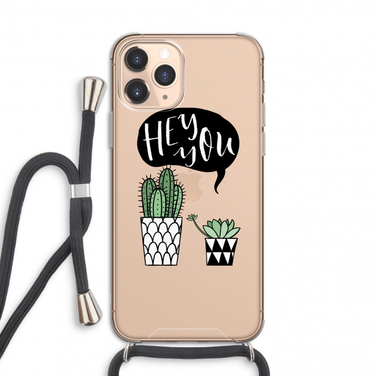 Hey you cactus: iPhone 11 Pro Transparant Hoesje met koord