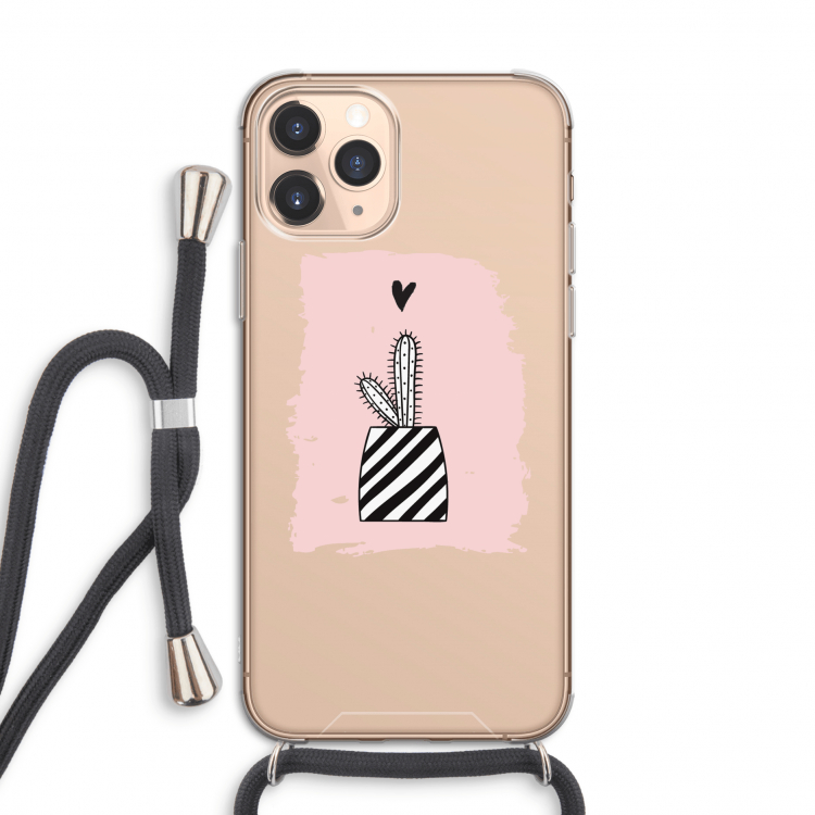 Zwart-wit cactus: iPhone 11 Pro Transparant Hoesje met koord