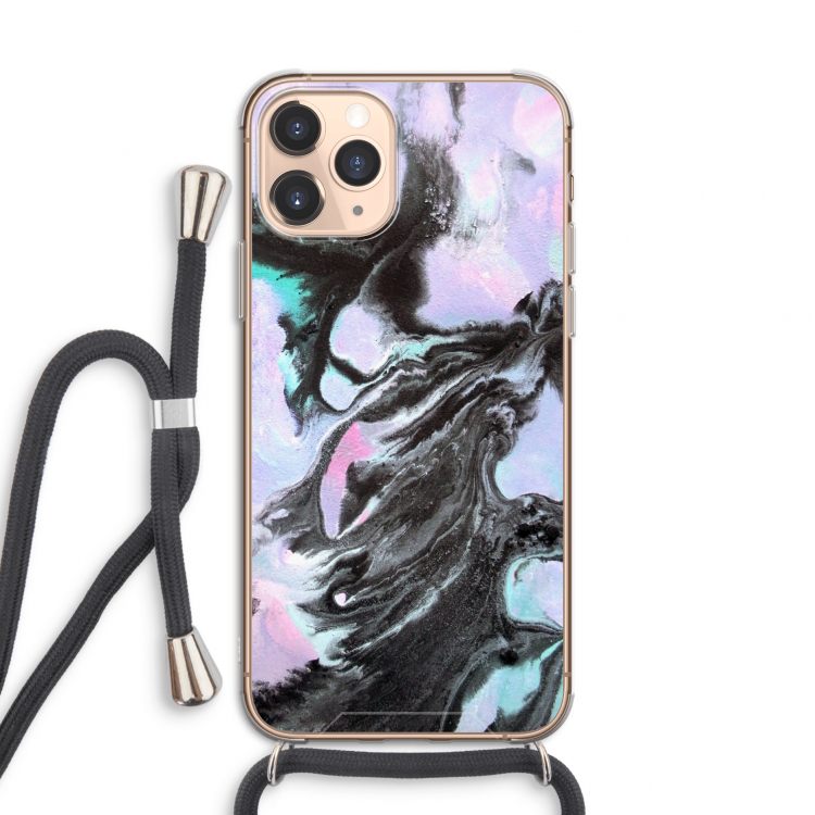 Pastel zwart: iPhone 11 Pro Transparant Hoesje met koord