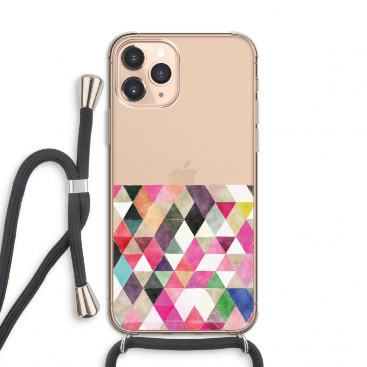 Gekleurde driehoekjes: iPhone 11 Pro Transparant Hoesje met koord