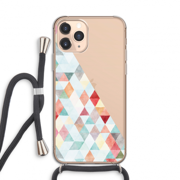 Gekleurde driehoekjes pastel: iPhone 11 Pro Transparant Hoesje met koord