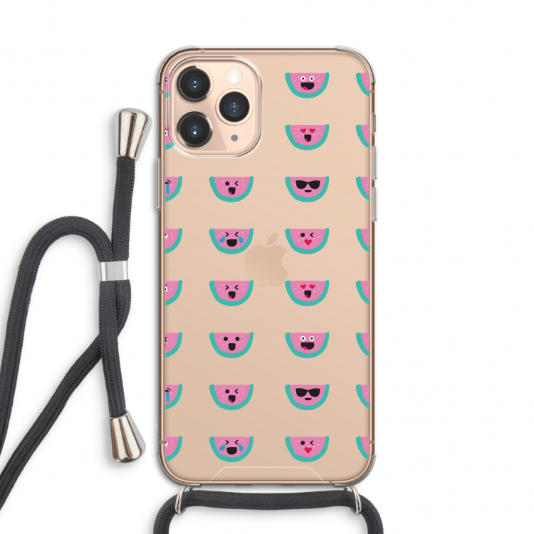 Smiley watermeloenprint: iPhone 11 Pro Transparant Hoesje met koord