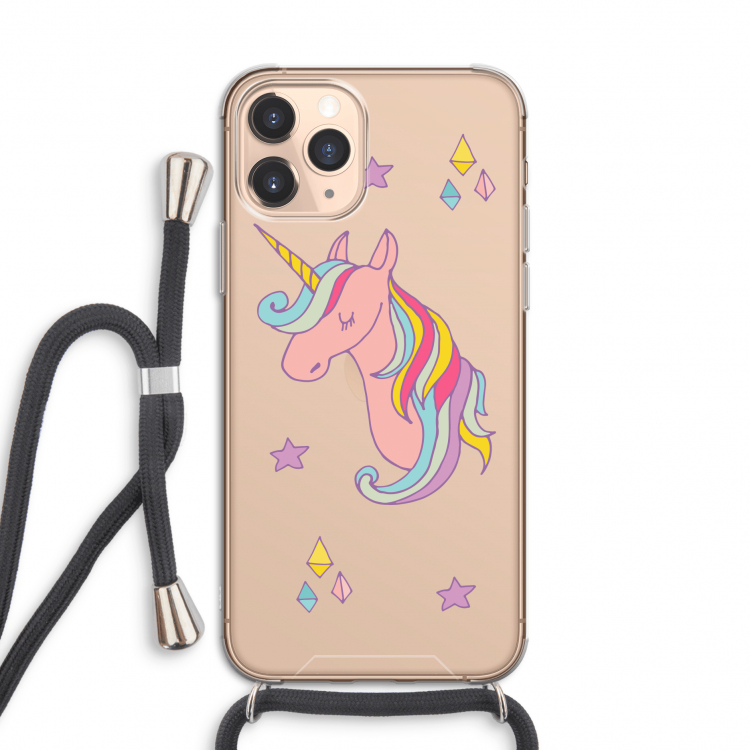 Roze eenhoorn: iPhone 11 Pro Transparant Hoesje met koord