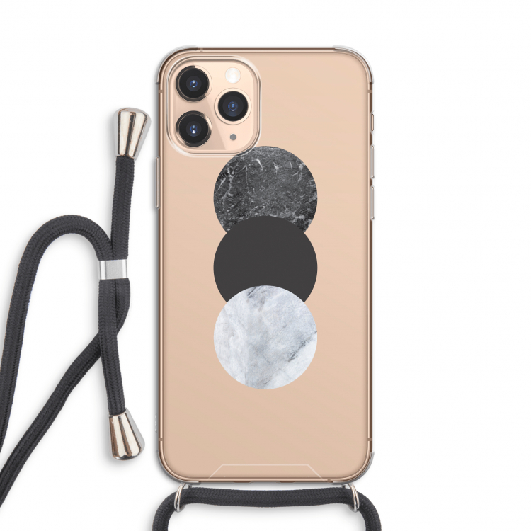 Marmeren cirkels: iPhone 11 Pro Transparant Hoesje met koord