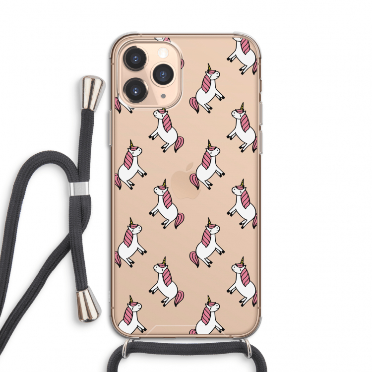 Eenhoorns overal: iPhone 11 Pro Transparant Hoesje met koord